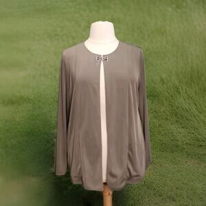 Chico's Easywear Brown Liquid Knit Open Cardigan Jacket Size 3 XL-16 Pockets